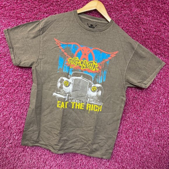 Aerosmith Eat The Rich Album Cover Art Arena Rock Band Tee M - Picture 3 of 4
